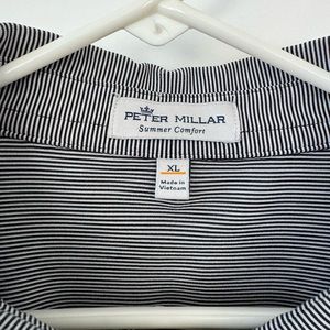 Golf polo. Peter Millar. Size XL. Black and white stripe. Sand Valley logo.